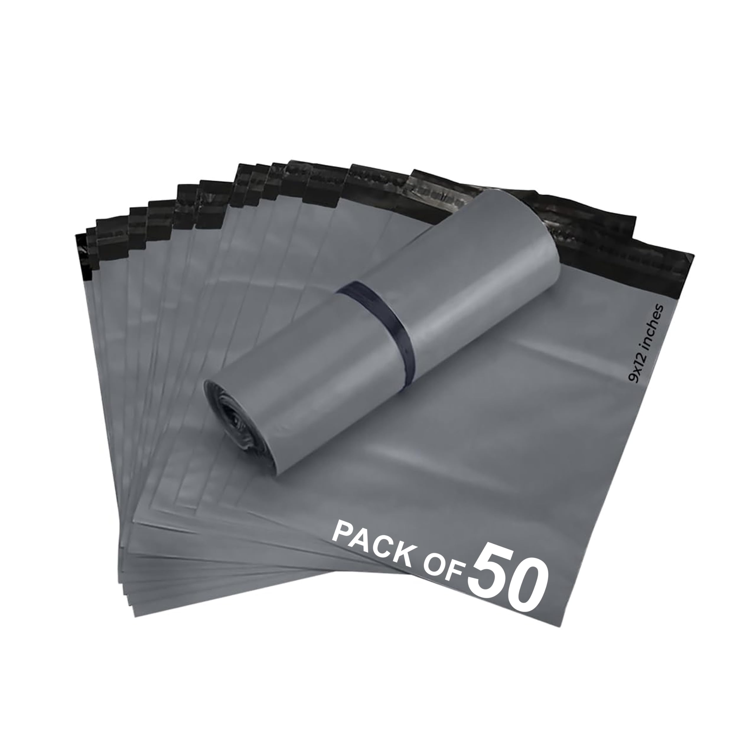 Pro Series Grey Parcel Bags 9x12 | Postage Mailing Bags for Clothes Vinted | Strong Self Seal Shipping Packaging Bags | Waterproof Postal for Posting, Delivery & Mailers (Grey, 9" X12" Pack of 50)