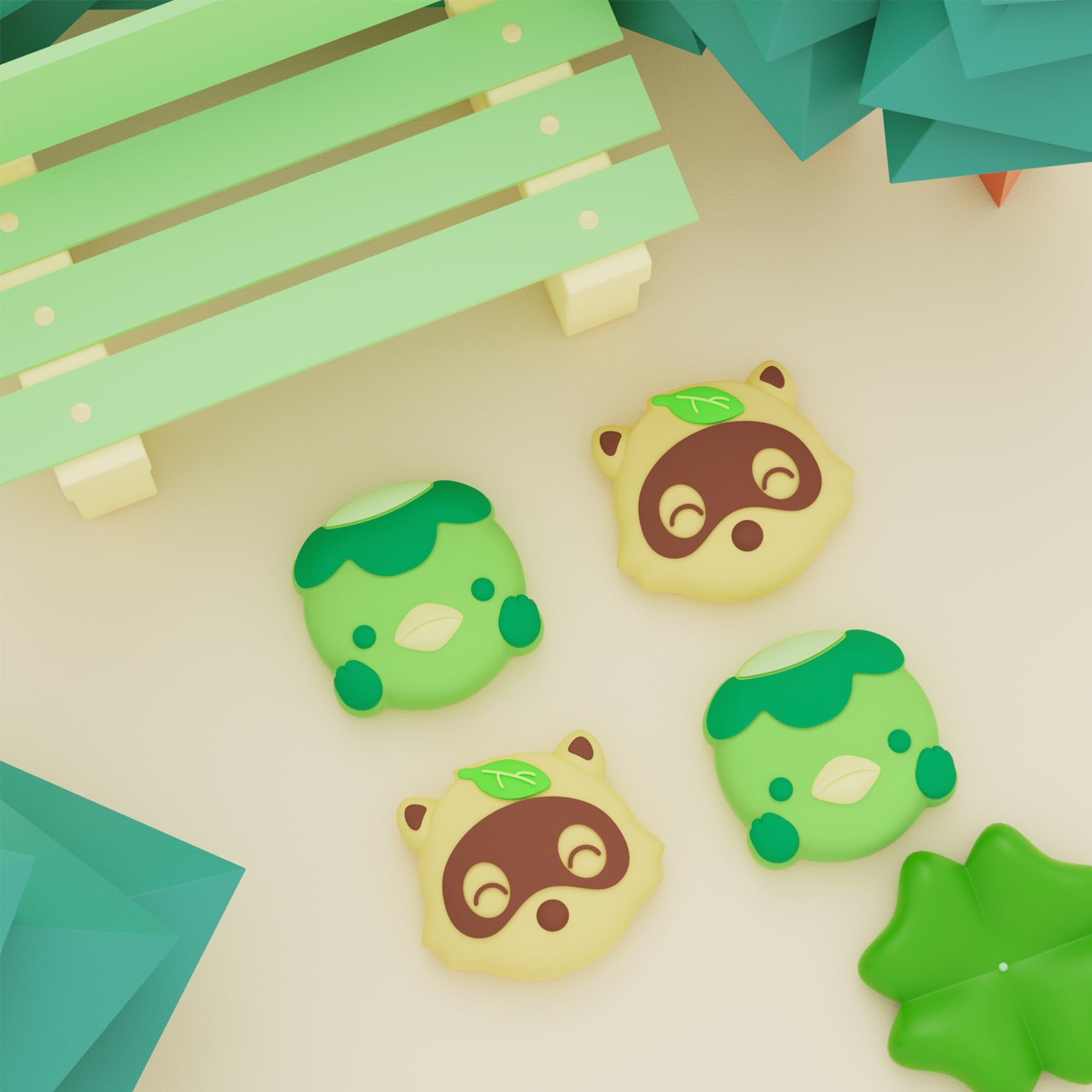 PlayVital Capuchon pour Switch Protection Joystick,Joycon Cover de Stick pour Nintendo Switch OLED/Lite Thumb Grip Caps Prises de Pouce-Tanuki & Kappa - 3