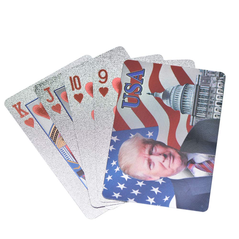 SW Donald Trump Playing Cards - Silver Plated Playing Cards Silver