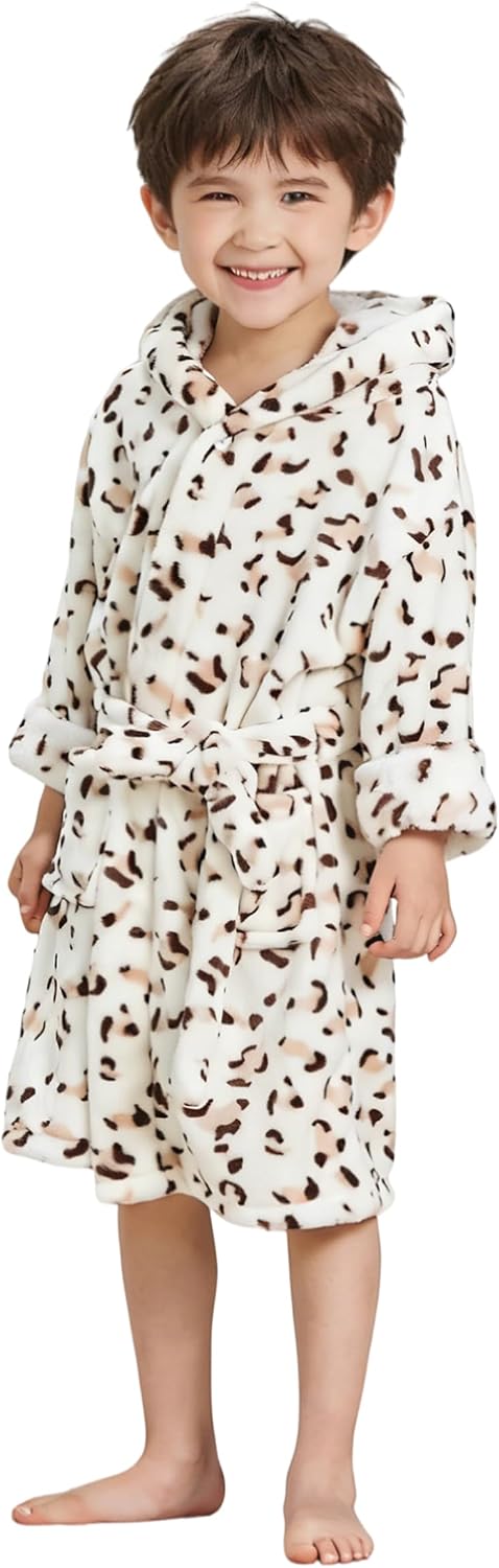 Kid's Robe Girls Boys Bathrobe Hooded Pajamas Toddler Robes Unisex Dressing Gown