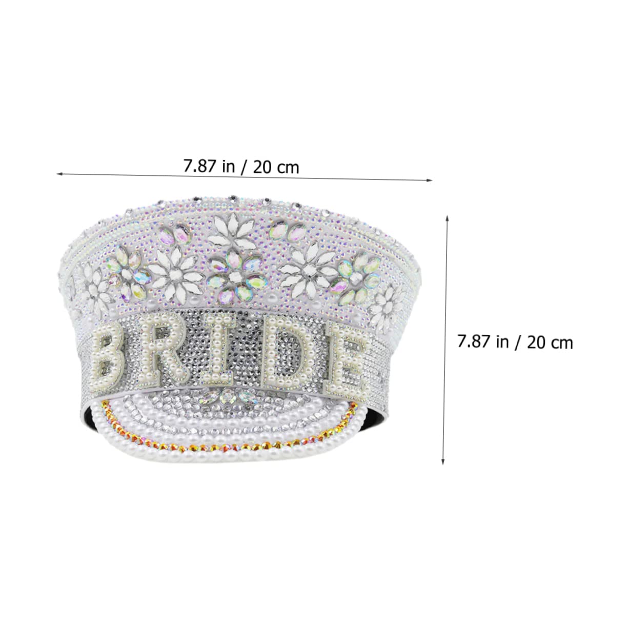 MAGICLULU Sombrero Blanco para Despedidas de Soltera Cómodo y Llamativo Incrustaciones de Rhinestones de Novia y Fiestas Obsequios