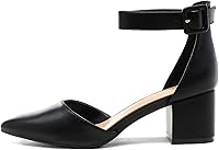 Vista 3 de Dream Pairs Annee - Zapatos de tacón bajo y grueso con punta puntiaguda