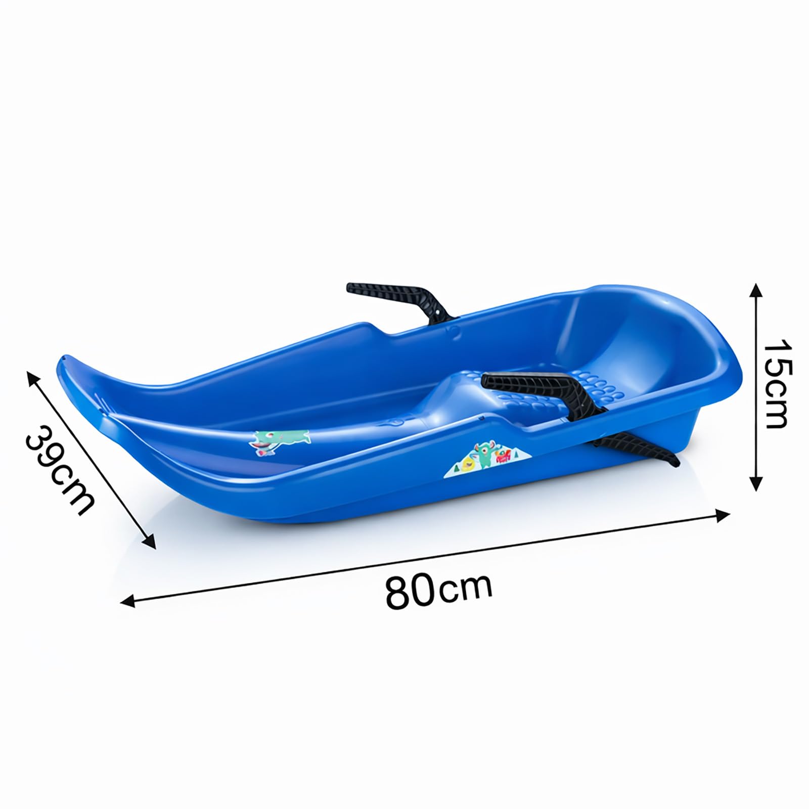 Schlitten Twister mit Bremsen aus Kunststoff 80x39x15 cm – Kinderrodel mit Antirutsch-Sitz, leicht lenkbar, bis 50 kg belastbar, sicherer Bob ab 3 Jahren