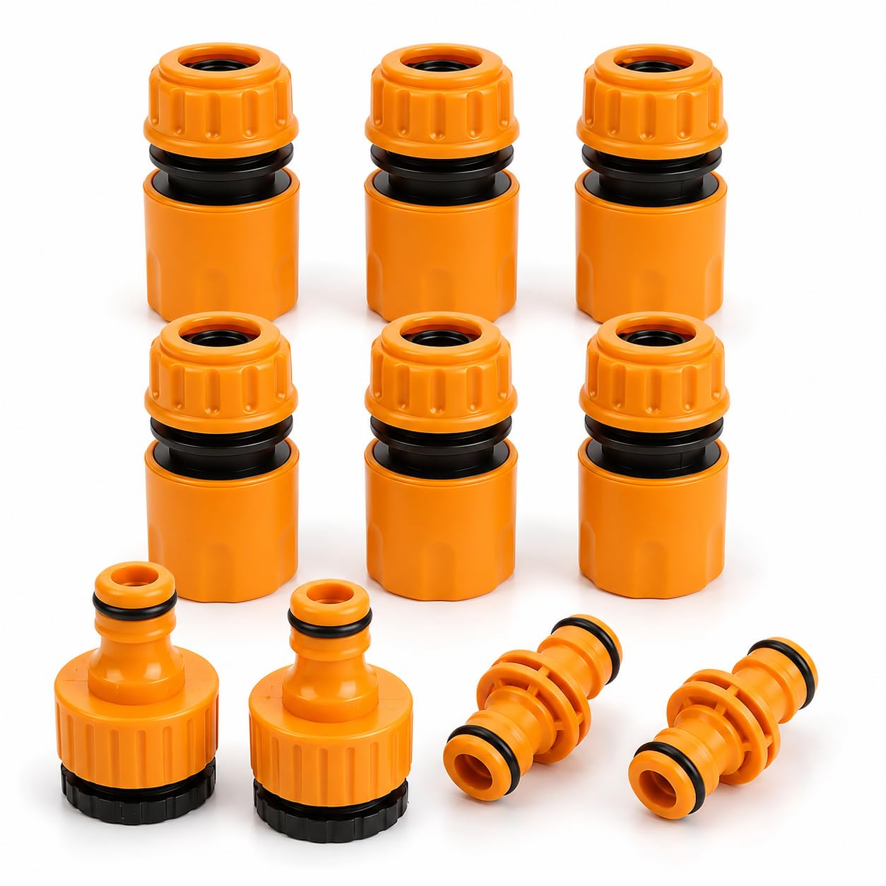 10 Pcs Garden Hose Connector Set - Quick Hose Pipe Connector & Hose Tap Connector Kit, Double Male Hose Connector and Hose Adapter for Garden Hose Attachments, Watering & Washing