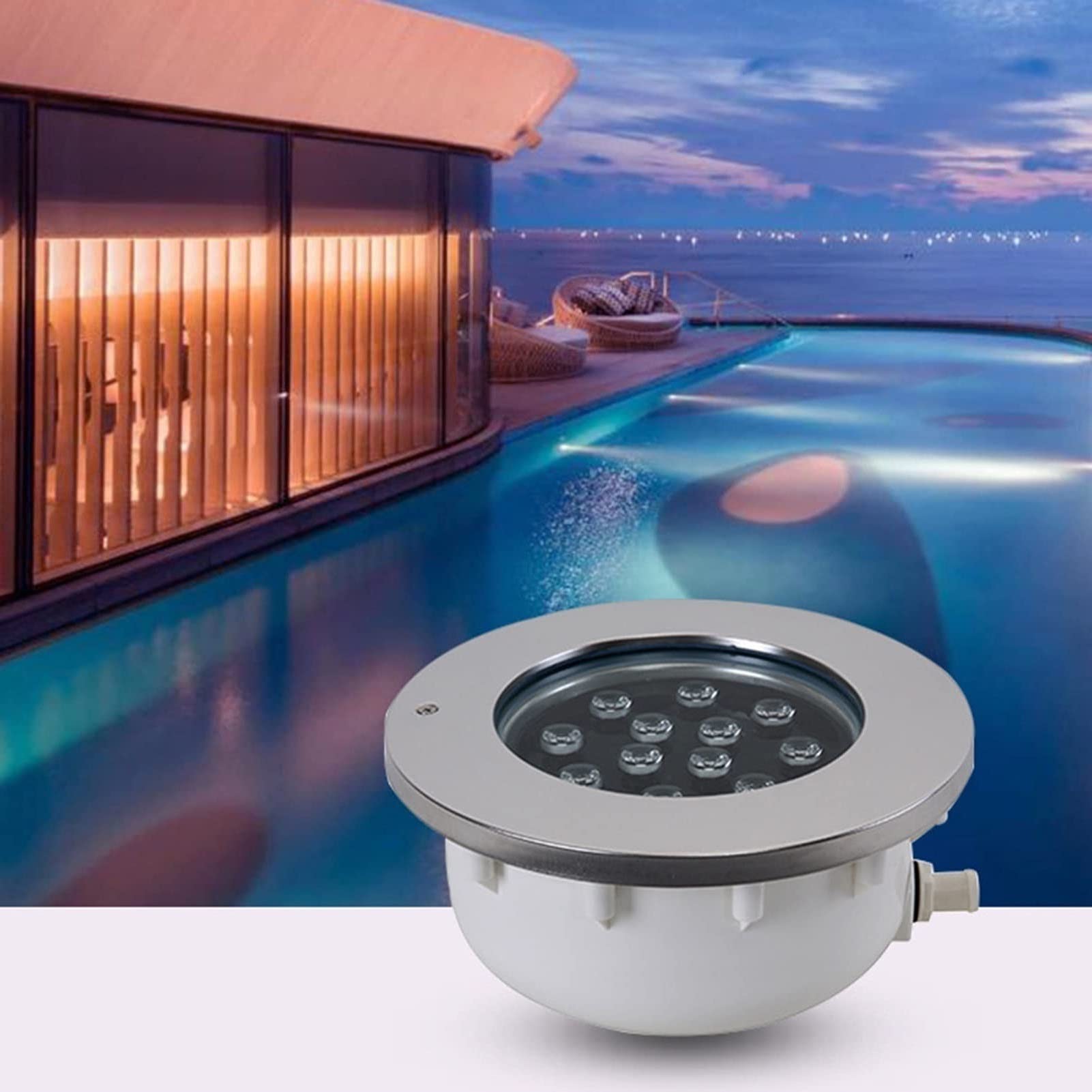 Tauchbare Led-Poolleuchten – Wasserdichte Unterwasserleuchte, Einbaustrahler Unter Wasser, Led-Unterwasserleuchte, 12 V Ip68 Wasserdichte Edelstahl-Landschaftsleuchten, Villa-Schwimmbadleuchten (Bla