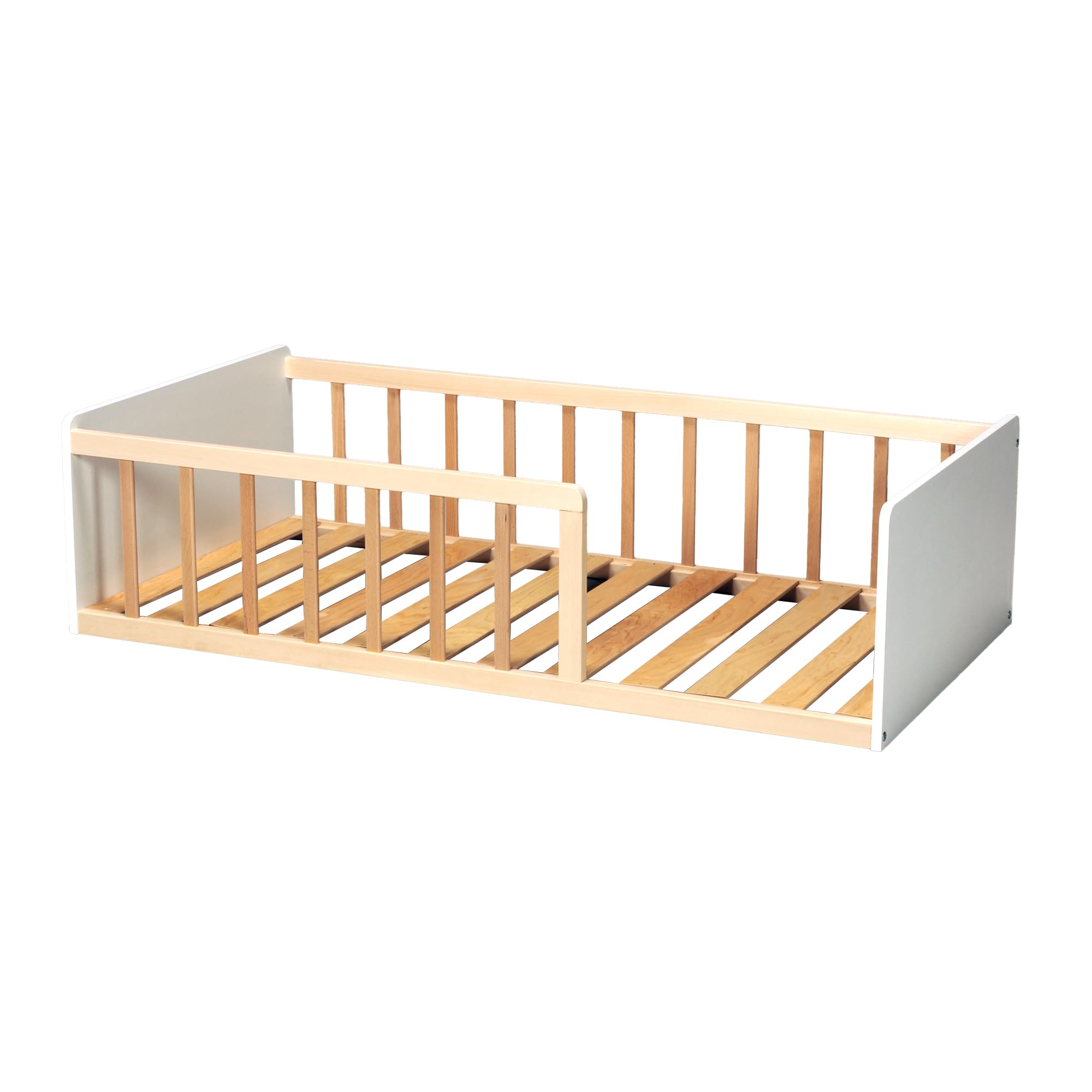 LIT Pilou 70x140 + sommier, Blanc et Naturel