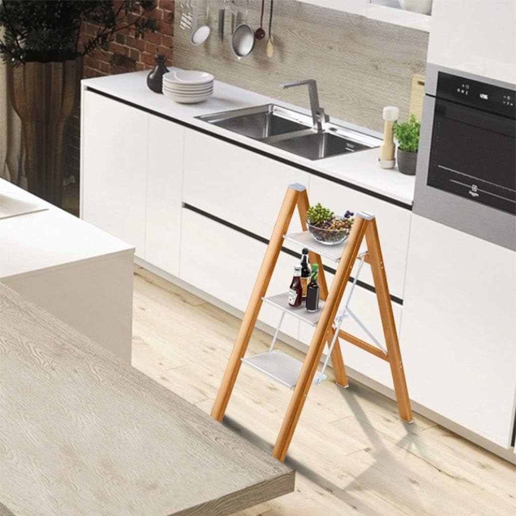 OKUOKA Ladders,Step Ladder Household Folding Multifunctional Thickening for Indoor Dual-Use Portable Telesaluminum Three-Step Ladder Herringbone Stepladder Ladder Stepladder/5Step