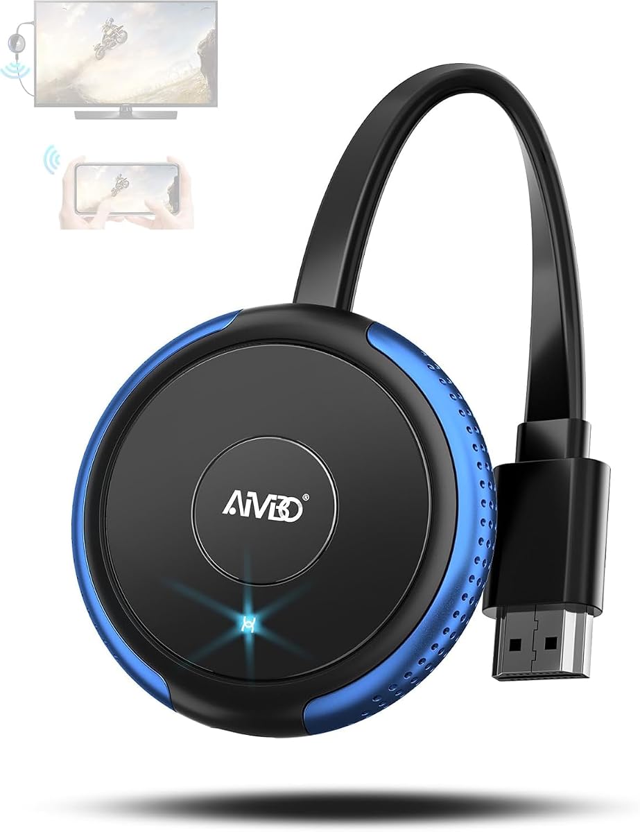 AIMIBO 4K Wireless Display Adapter 5G - Truly Plug & Play HDMI Wireless Dongle, Casting Video from Android iOS Windows MacOS Tablet Laptop to TV Monitor Projector, Support Airplay DLNA Miracast Blue