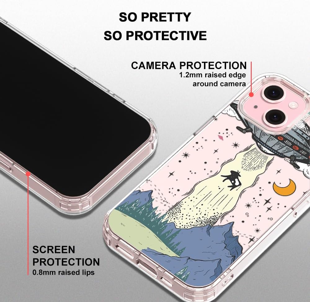 MOSNOVO Case for iPhone 15, [Buffertech 6.6ft Military-Grade Drop Protection] [Anti Peel Off Tech] Clear TPU Bumper Phone Case Cover Design - UFO - Image 4