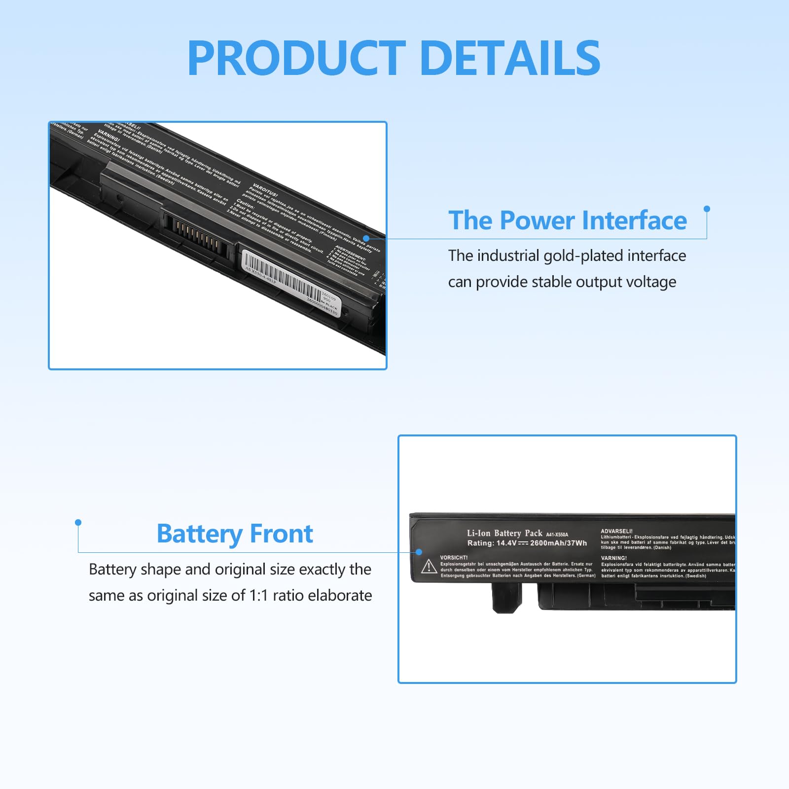 A41-X550A Batterie pour ASUS A41-X550 X550 X550C X550CA X550CC X550CL X550E X550L X552C R510 R510C R510CA R510J R409 A550C A550 F550 F552 K450 K550 P450 P550 Y481C Y581C