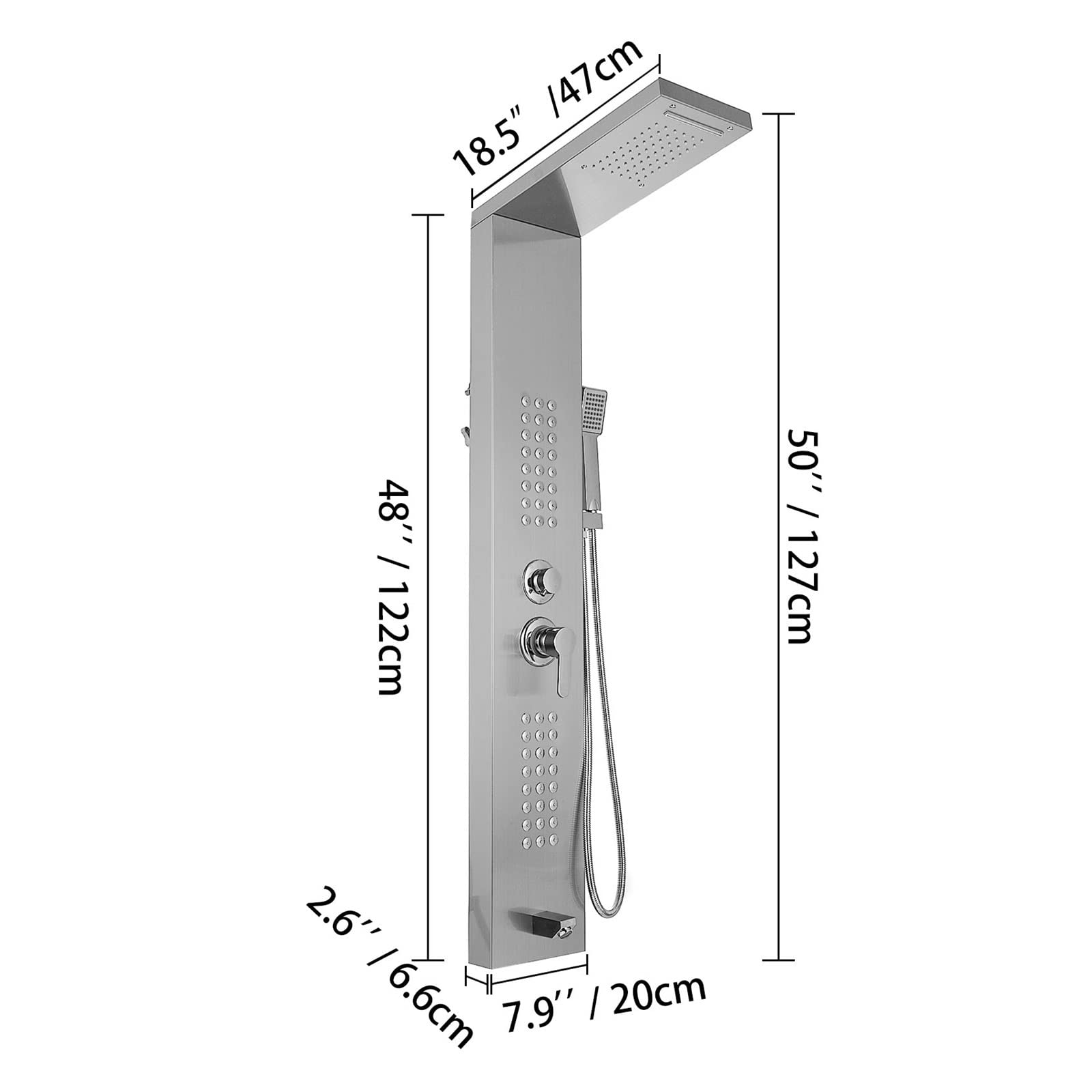 5 in 1 LED Nero Rubinetto Doccia Colonna Doccia soffione Doccia a Pioggia Colonna Doccia a Cascata idromassaggio in Acciaio Inox