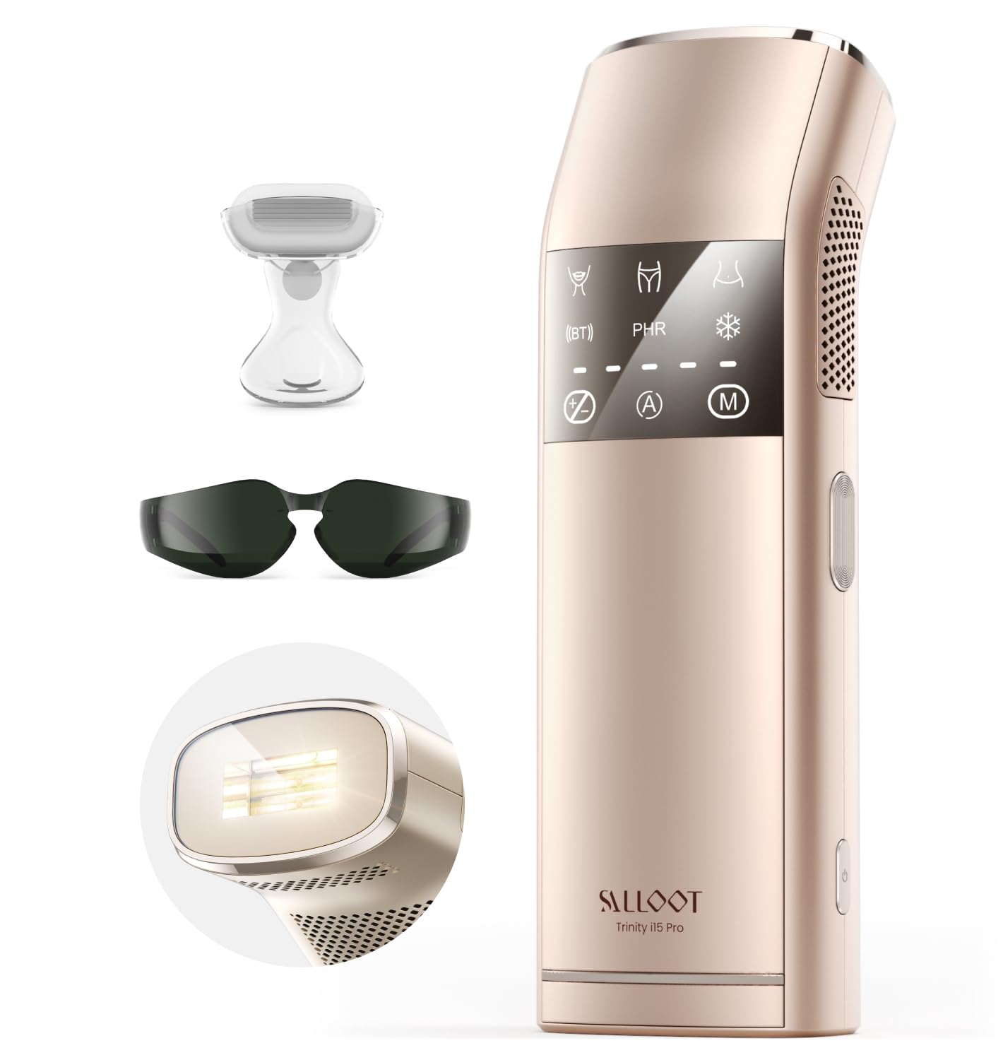 100W Doble Luz IPL Depiladora Laser, Pulso Cuádruple, Enfriamiento de Zafiro a 2℃, Modo PHR para Vello Rebelde, Depiladora Luz Pulsada para Piernas, Bikini, Axilas, Cara, Cuerpo