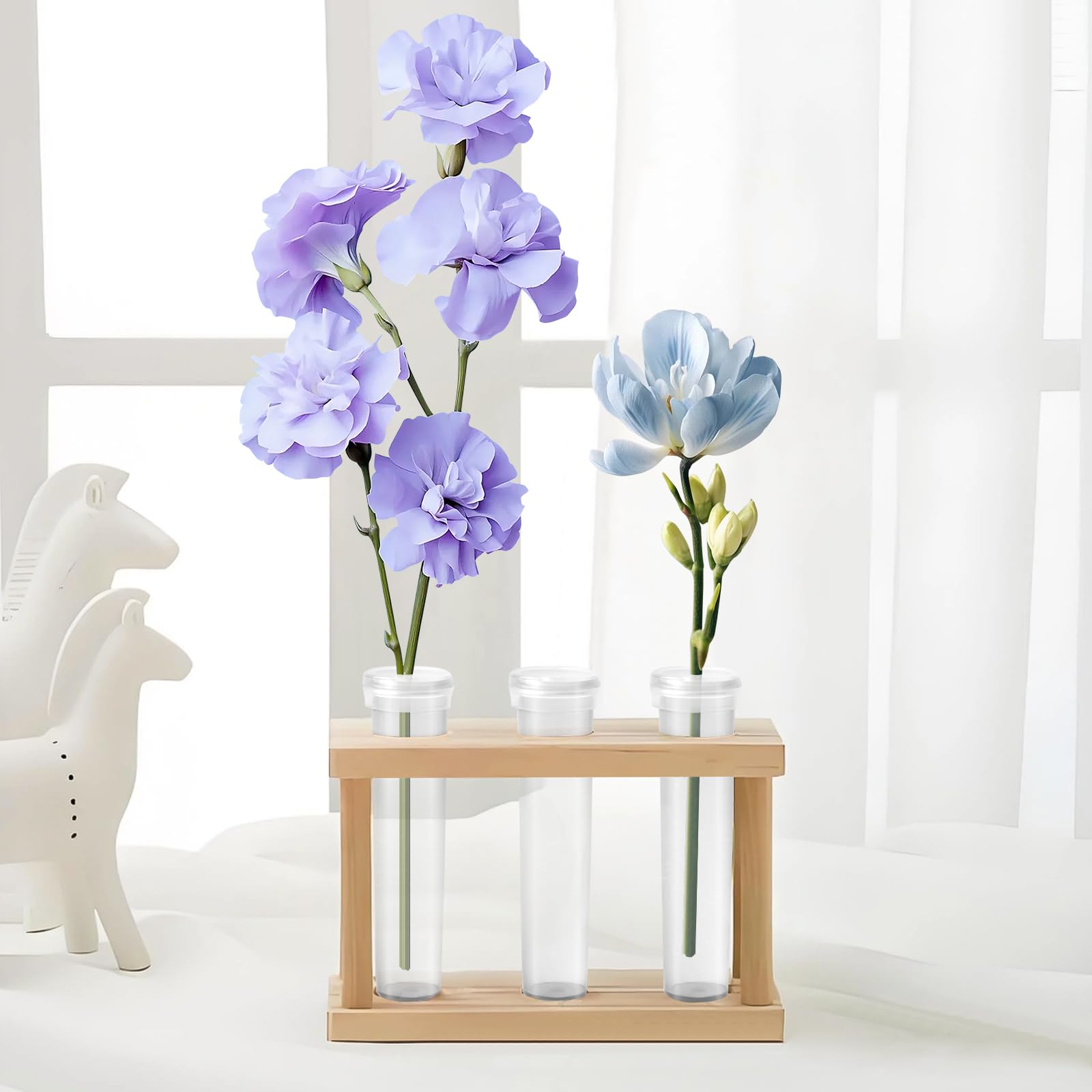 Lot De 50 Tubes à Fleurs En Plastique Transparent - Tubes à Eau Réutilisables Pour Tige Unique, 7,2 Cm, Avec Bouchons Et Brosse