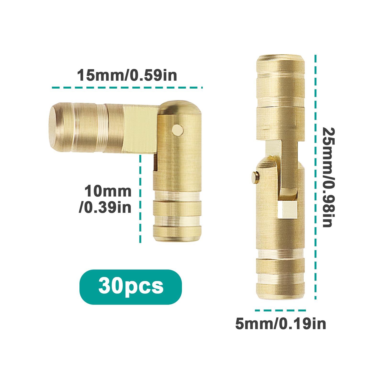 Image secondaire de Lot de 30 Charnières Cachées en Laiton pour Bricolage et Artisanat