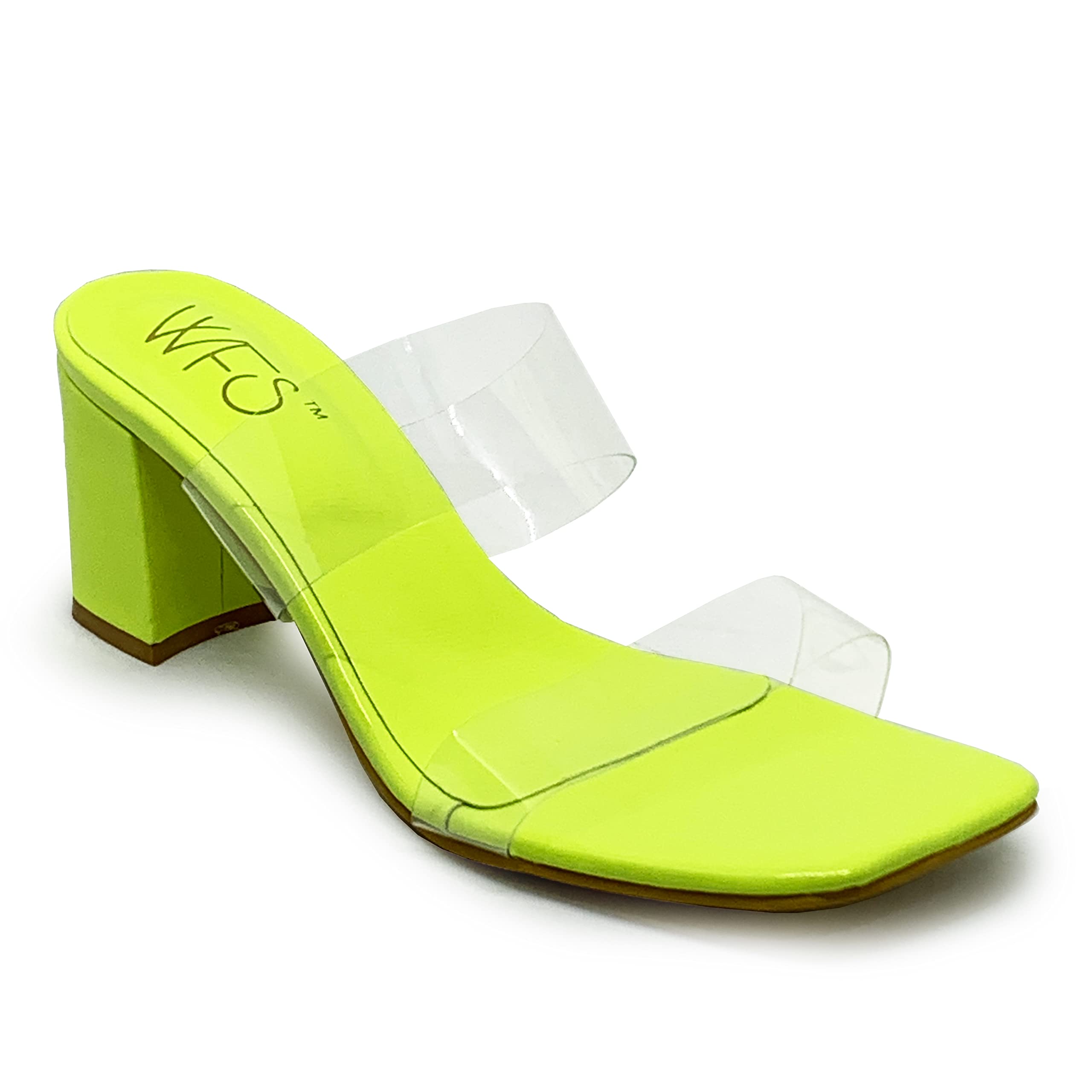 WFS Women Fashion Sandals 2.5 Inch Block Heel with Transparent Straps Party Style Sandals Neon,36 (B08YXP5KHR) Amazon Price History, Amazon Price Tracker