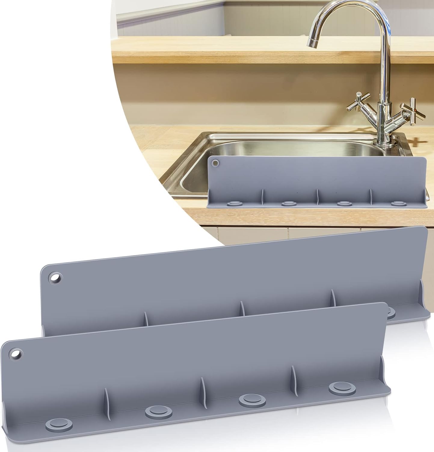 2 Pcs Sink Splash Guard Silicone Water Guard for Kitchen Sink Bathtub Splash Guard