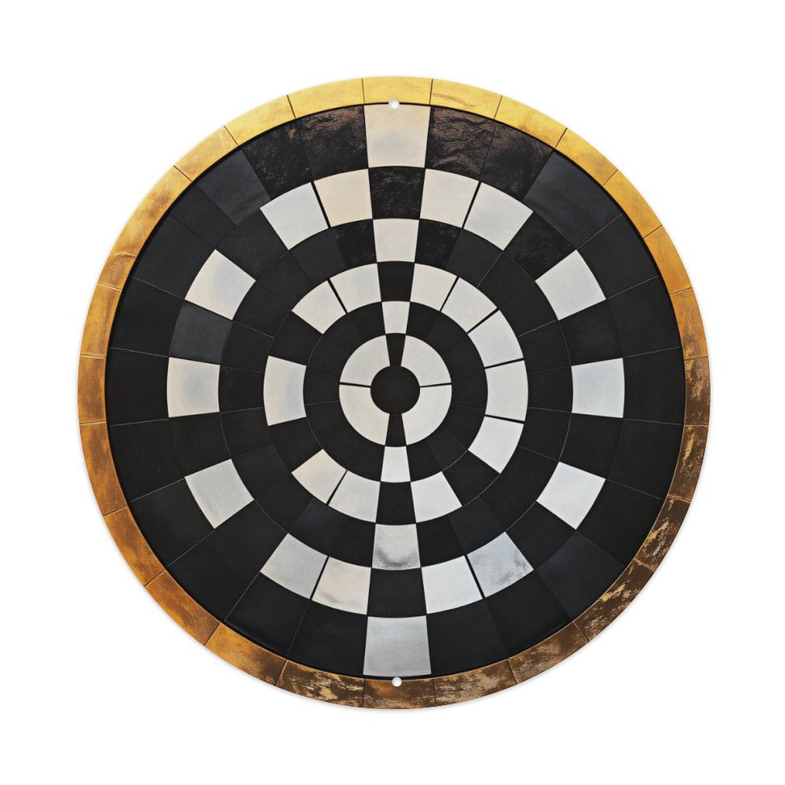 Black And White Checkerboard Pattern Round Tin Sign Vintage Metal Poster, Home Bar Garage Man Cave Cafe Indoor & Outdoor Wall Decoration 8x8Inches