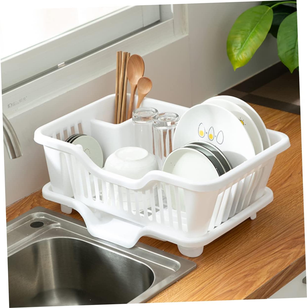 Mikinona Dish Drying Rack Multi-Function Tableware Rack for Kitchen Counter Lightweight and Dish Drainer Holder Quick Drainage for Storing Utensils and Tableware Spaces