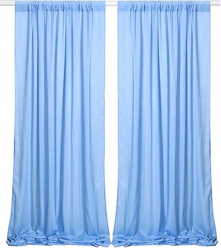 SHERWAY 2 paneles de 48 pies x 10 pies de cortina de satén azul cielo grueso cortinas de satén para boda cortinas de ventana no transparentes de