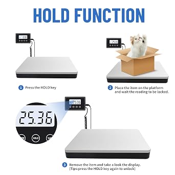 UNIWEIGH Postal Scales,200kg/10g High Precison LCD Display Parcel Scales | Heavy Duty Stainless Steel Postage Scale with Hold Tare Function,Large Shipping Scale for Luggage,Package,Warehouse,Home,Pet