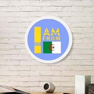 OFFbb-USA I Am from Algeria Round White Wall Picture Frame Wooden Home Decor