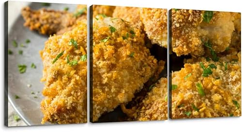 Homemade Oven Baked Fried Chicken 3-Piece Wall Art Set