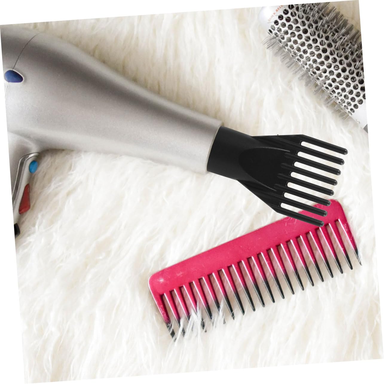 2pcs Hair Dryer Comb Nozzle Lightweight and Durable Attachment for Straightening and Styling Easy to Install Reduces Heat Damage for Curly and Wavy Hair