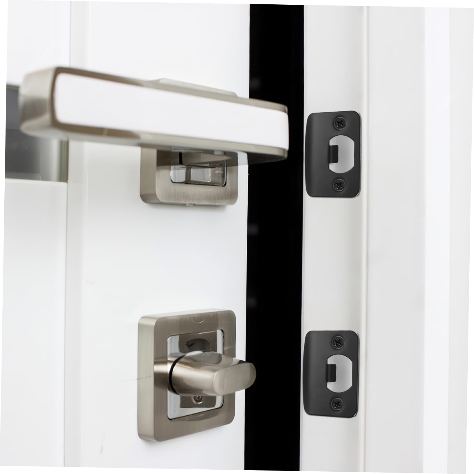 DOITOOL 4 Ensembles Guide De Serrure De Porte Plaques De Verrouillage Gâche De Sécurité Plaque De Recouvrement Pour Pêne Dormant Plaque De Renfort De Porte Plaques De Porte 4 Pièces * 4