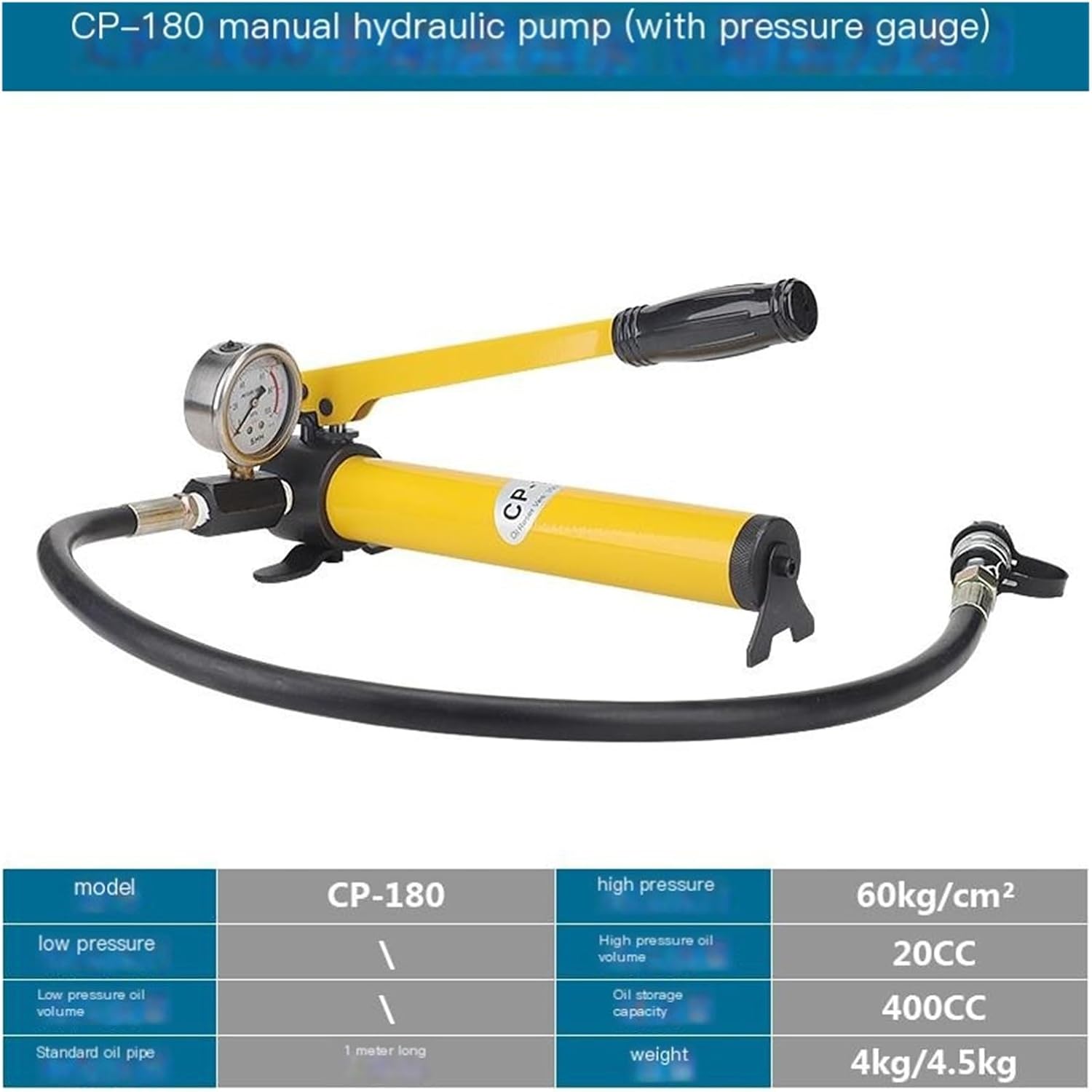 Ultra High Pressure Pump Hydraulic Hand Pump CP-180 Manual Hydraulic Pump Small Hand Pump(CP-180 with Pressure Gauge)