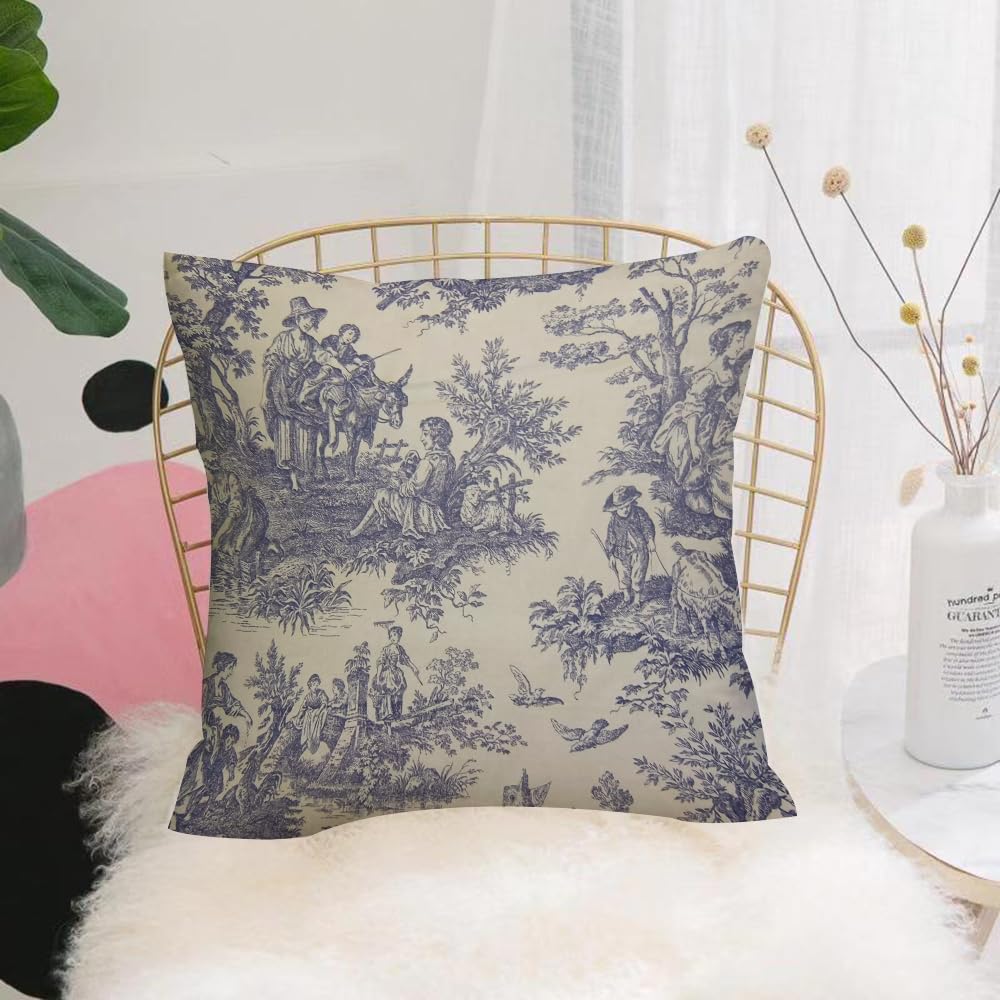 Hyosxw Pattern With Landscapes With Old Countryside - A8 Cushion Cover,Throw Pillow Case Home Decorative For Living Room Bedroom Sofa Chair 18X18 Inch,Pattern With Landscapes With Old Countryside And People With Horses Trees Woman,Pillowcase 45X45cm
