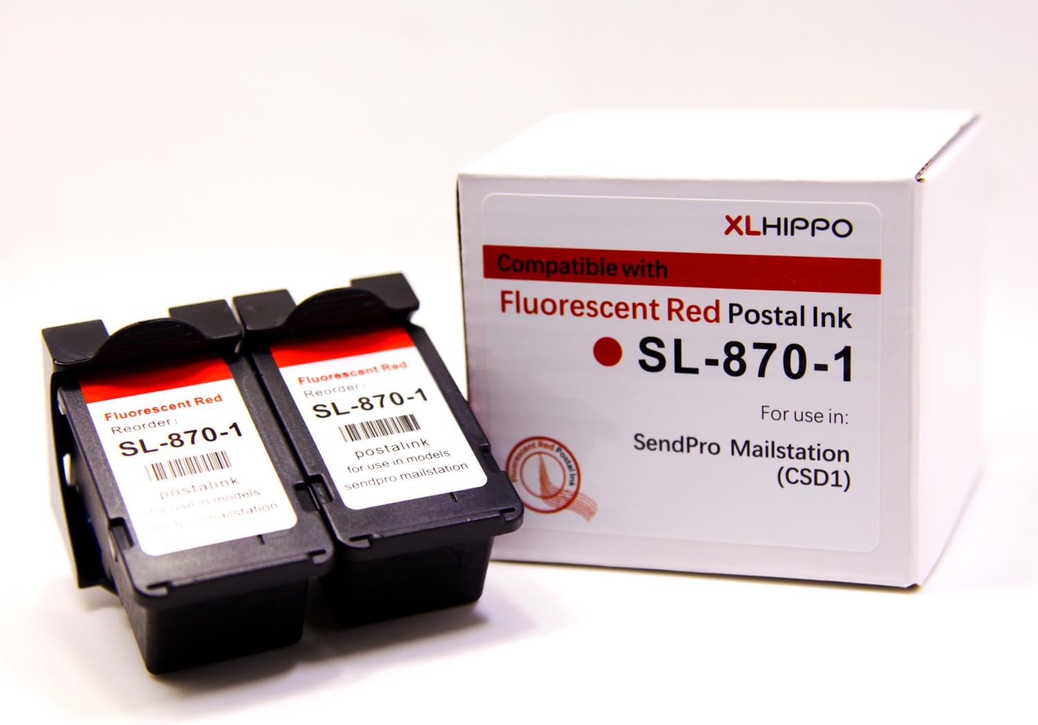 SL-870-1 Postage Ink Replacement for Pitney Bowes SL-870-1 Red Ink Cartridge Compatible with New SendPro Mailstation Postage Meter CSD1 Machine ((2 Pack)