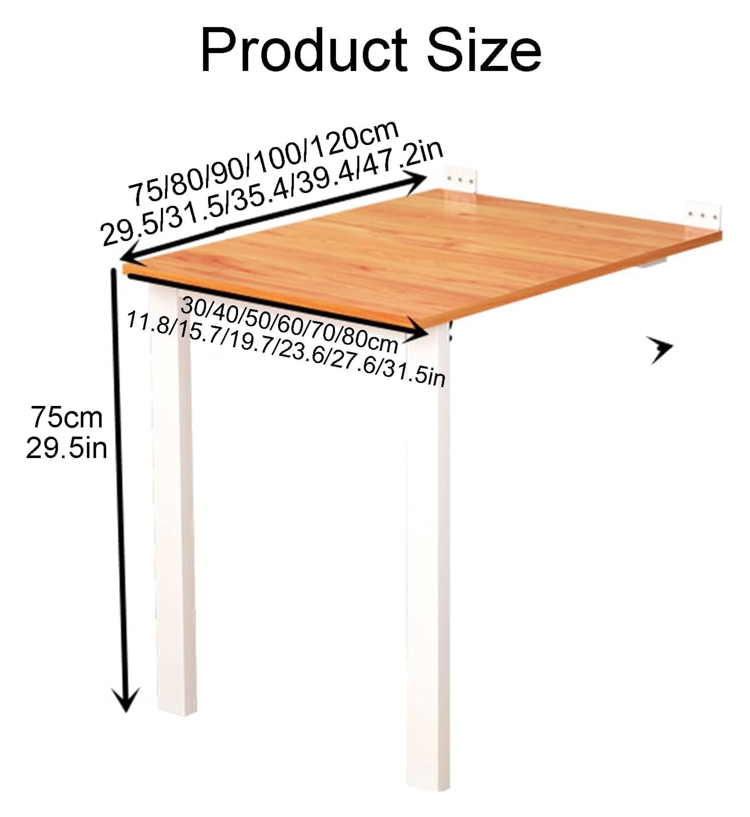 Wandklapptisch, Klapptisch Wandtisch, Klappbarer, an der Wand montierter Stehschreibtisch, an der Wand montierter Schreibtisch, klappbarer, umwandelbarer schwebender Schreibtisch(Black,90x40cm(35.4x15