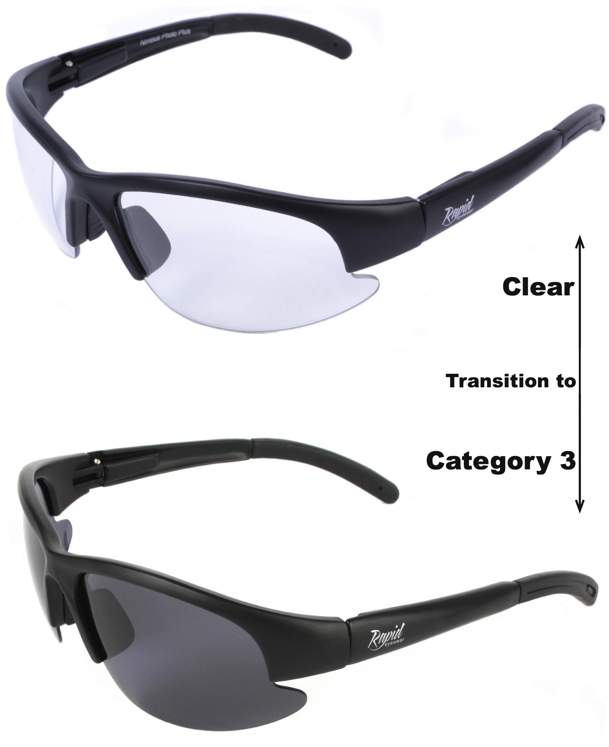 Transition Sports lunettes de soleil pour homme et femme avec verres photochromiques qui s'assombrissent avec la lumière (claire – Cat 3) pour la conduite, le vélo, la course à pied
