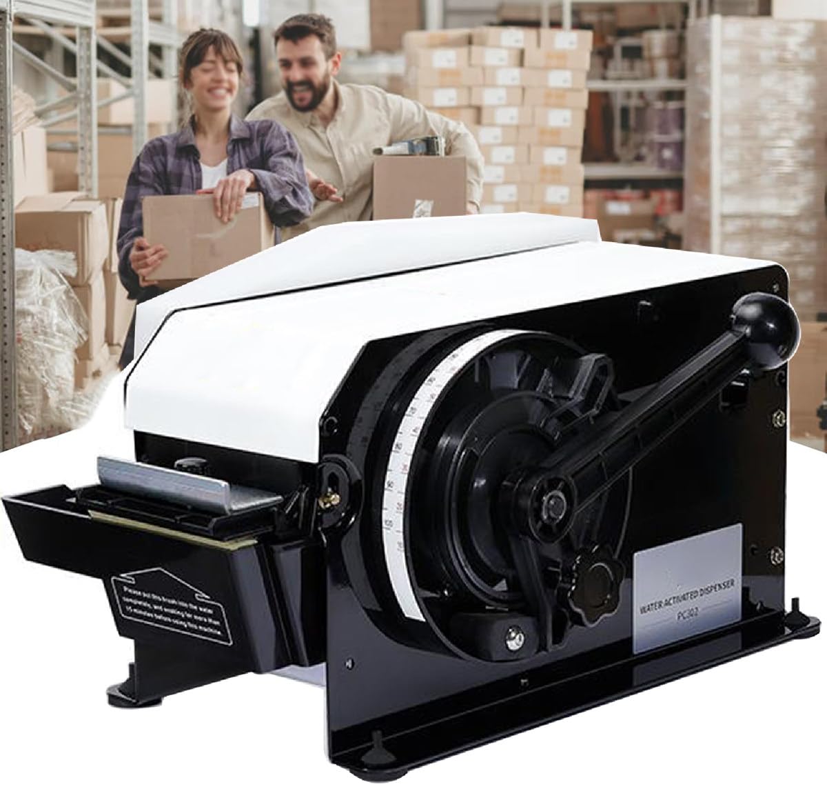 XCSCUK Kraft Paper Tape Dispenser, Manual Water-Activated Tape Dispenser,with Adjustable Length & Water Level,for Factories Offices