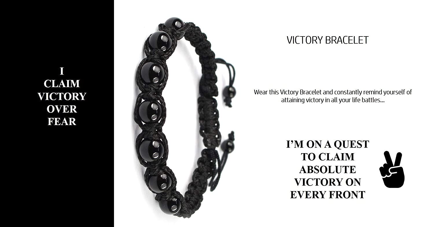 Selvia Black Thread Onyx Bracelet Crystal Stone Round Beads Adjustable Hand Wrist Band Negative Energy Removal Vedic Kala Dhaga with Stylish Lock for Women Men and Child Hand(black Onyx Bracelet) - Image 3 thumbnail