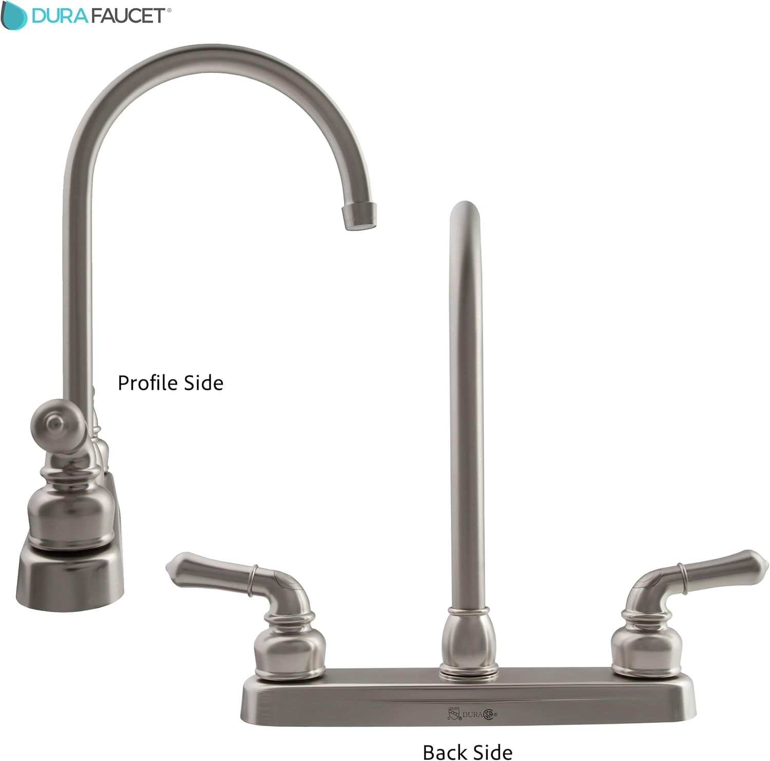 Dura Faucet DF-PK330HC-SN RV J-Spout Kitchen Sink Faucet (Brushed Satin Nickel)