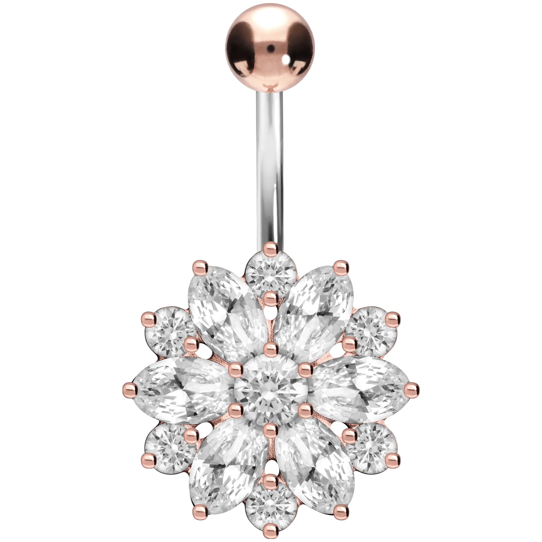 PIERCINGLINE piercing ombligo titanio | flor plata 925 | Piercing Bananabell Plátano | selección de color