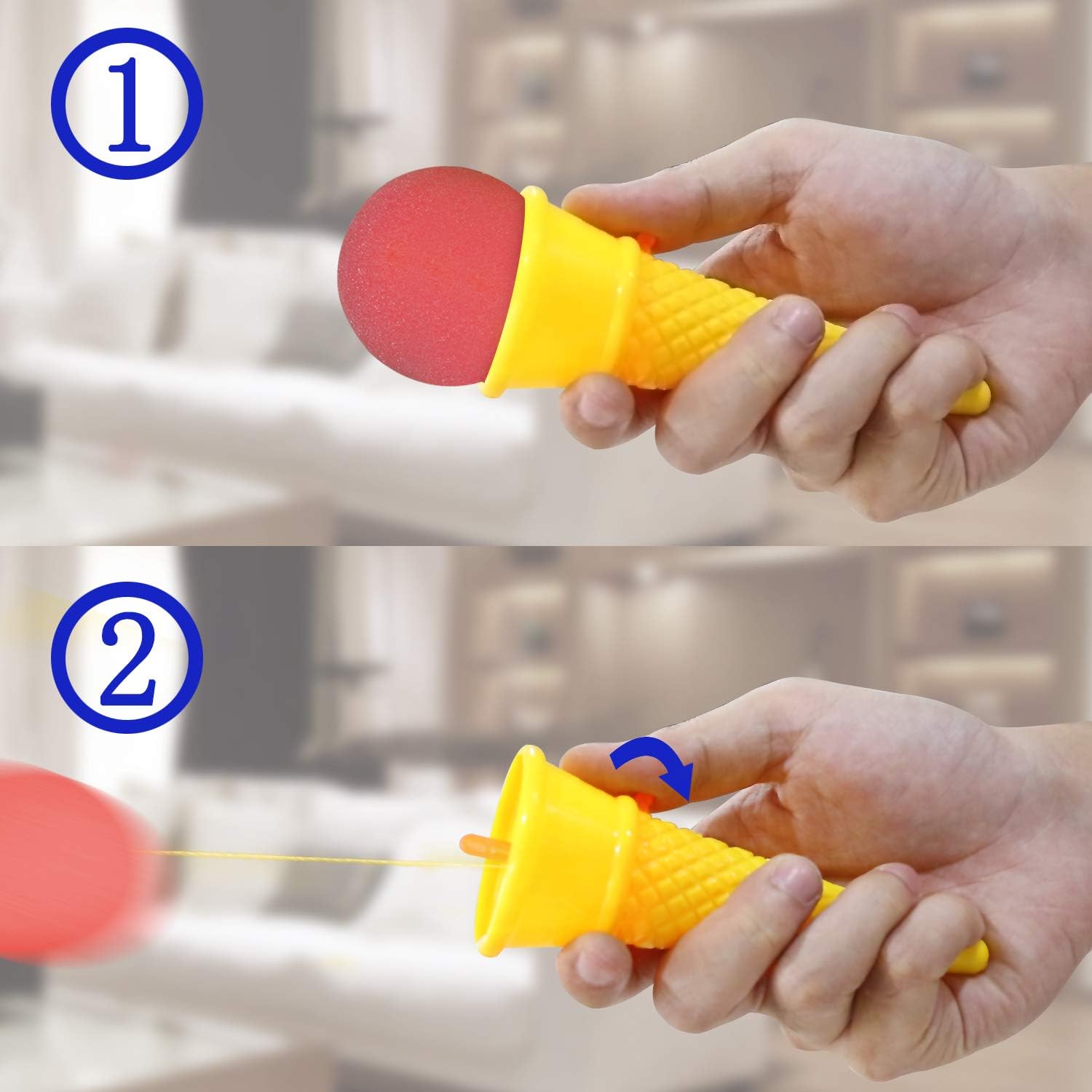 Novelty Place Ice Cream Shooters Toy (Pack of 12) - Squeeze N' Pop Game - Multi-Color Icecream Cone Foam Ball Launcher - Great Party Favors and Carnival Prize for Kids and Children (7 inch) : Toys & Games