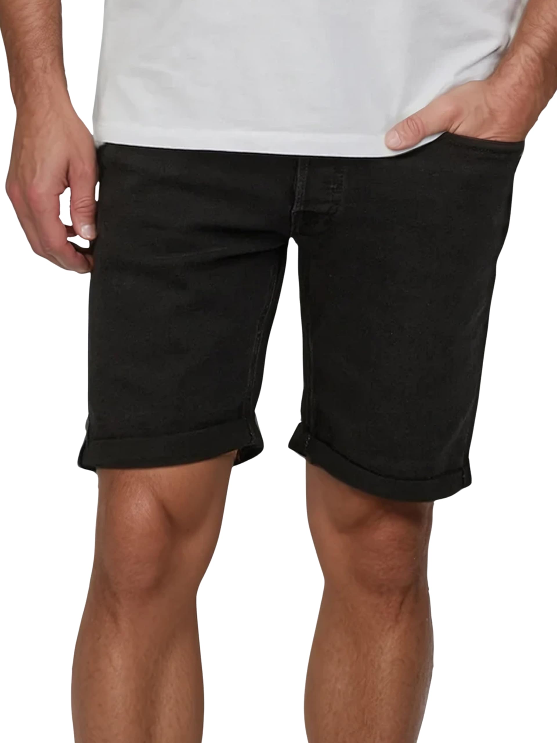 JACK & JONES Jeans Shorts Herren Stretch Kurz Regular Fit JJIRICK Kurze Hosen Bermuda Shorts Sommer Denim Einfarbig Schwarz Blau S M L XL XXL