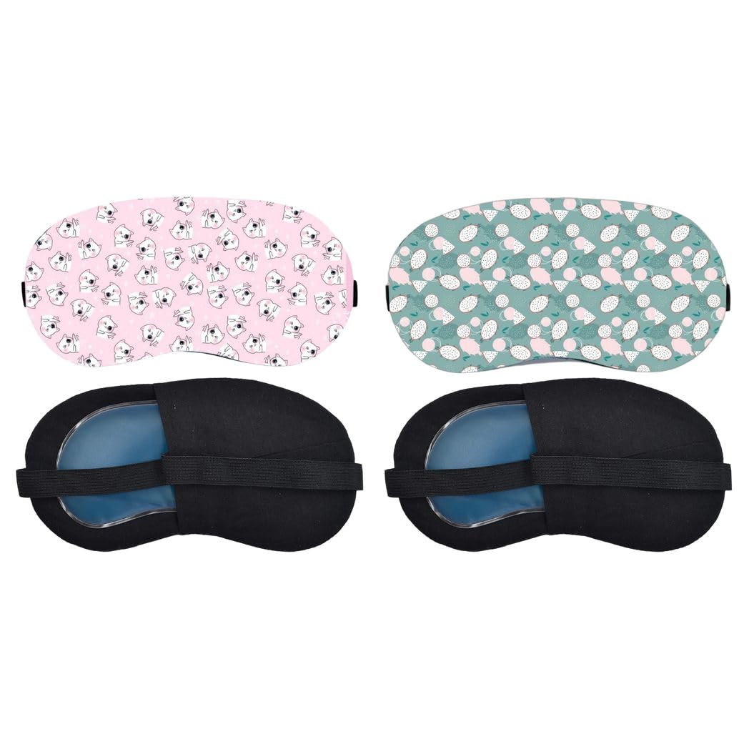 Aoxeria Pink Mini Unicorn Pattern, Mint Seashell Pattern Sleeping Mask Combo, Soft Comfortable Light-Blocking Eye Cover for Women, Men & Kids, Reusable Blindfold for Night Sleep, Nap (Pack of 2)-image-38