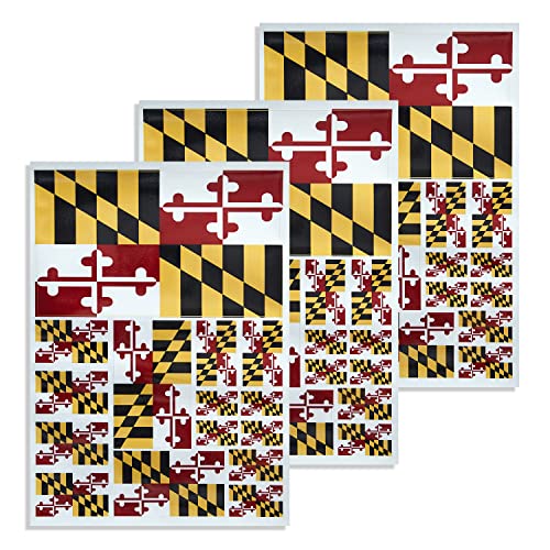 Image of CANTENDO 3Pack Maryland Flag Decal - Maryland Flags Reflective Vinyl Car Stickers - for Car Window Bumper Waterproof Sticker (12 x 8.5 Inch)