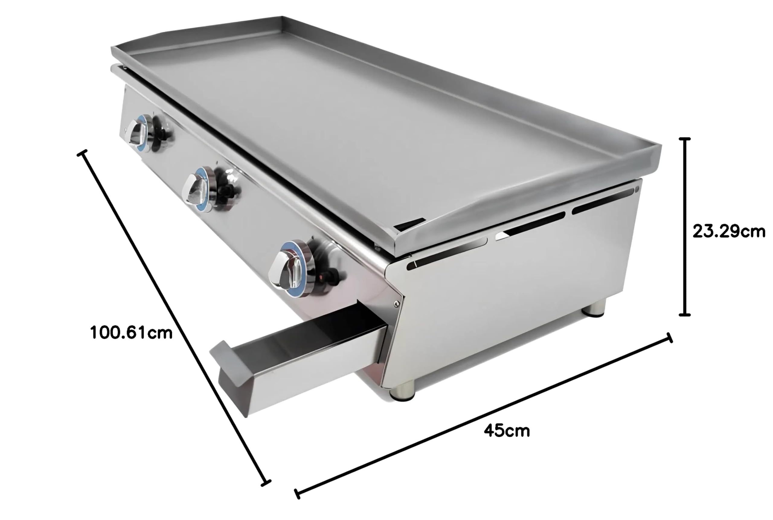 MBH – Piastra professionale a gas LUX WORLDMAI da 100 cm in acciaio laminato per la ristorazione. Fry top con struttura in acciaio inox per cucina professionale di bar e ristorante.