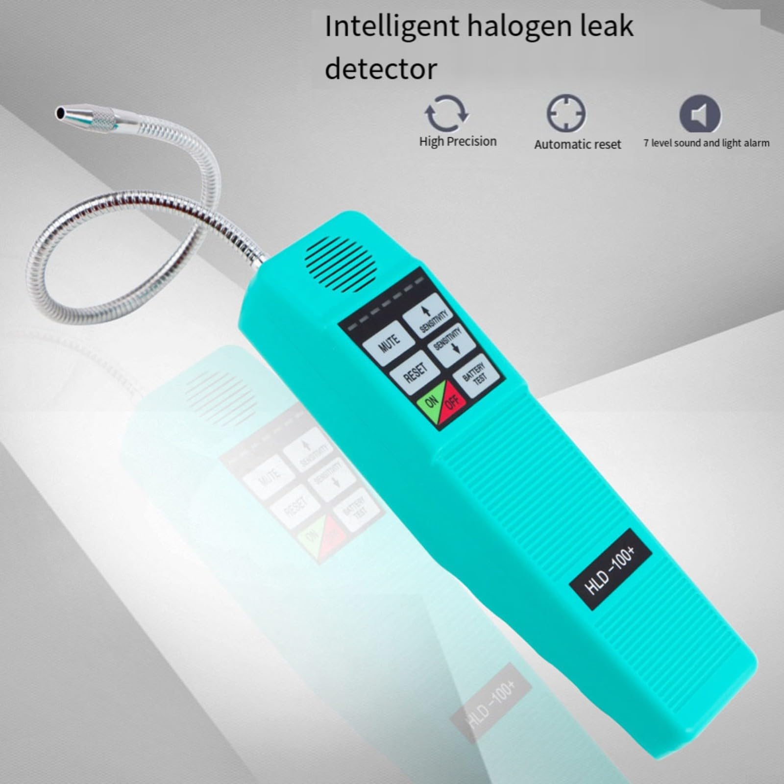 HLD-100+ Detector de fugas halógeno para aire acondicionado de coche con alarma de 7 niveles e indicador LED para pruebas de fugas precisas