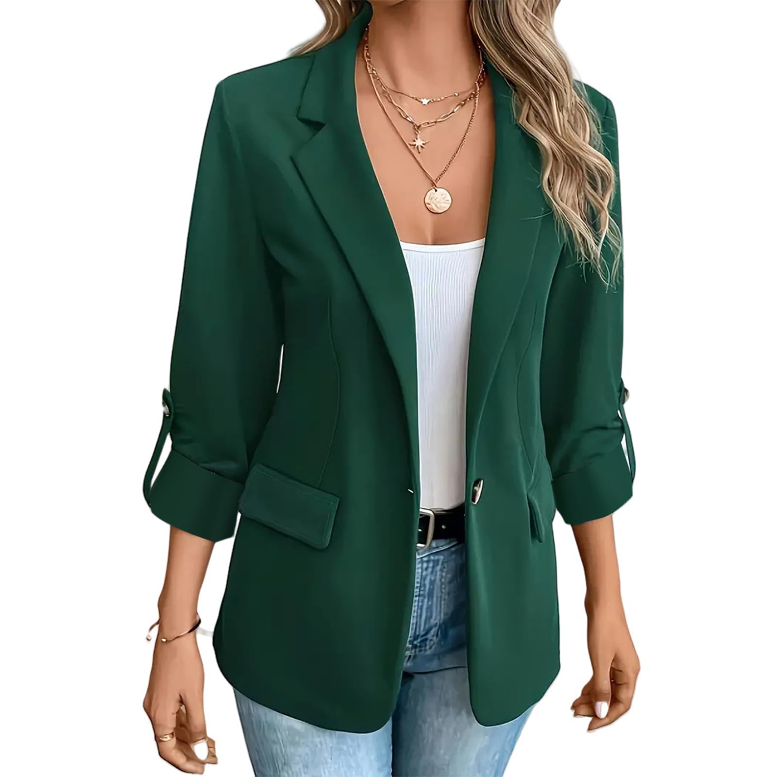 Blazers for Women Business Casual Jackets Long Sleeve Lapel Open Front Suit Lightweight Slim Fit Jacket with Pockets