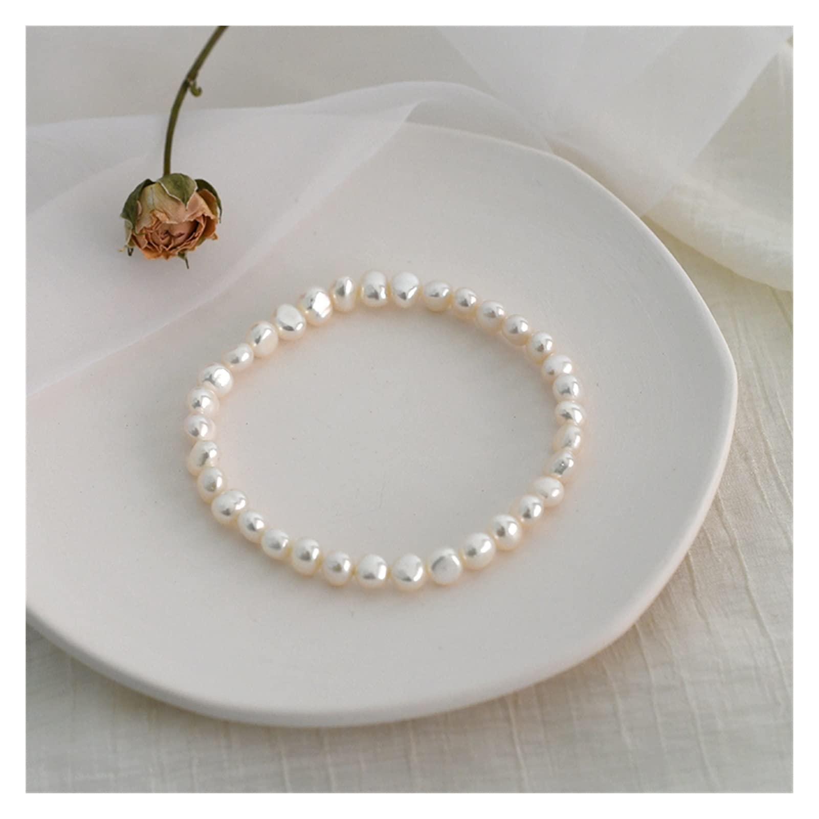LNNSHX Armbänder Süßwasserperlen-Fußkettchen, elastische Kette, Fußkettchen, Strand-Fußkettchen, Armband, Schmuck, Schmuck, Fußkettchen, Damen-Fußkettchen (Farbe: D)