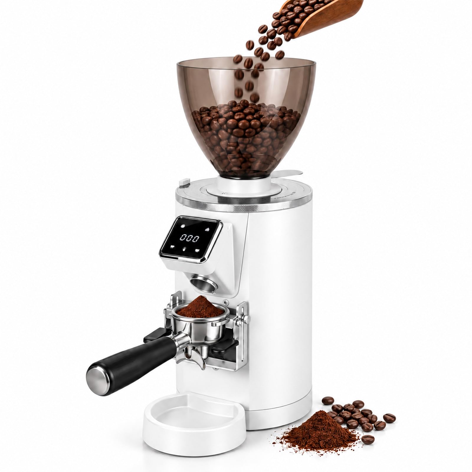 Macinacaffè 64mm con Dosaggio Preciso, Macinacaffè Espresso Commerciale White