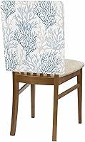 Vista 7 de DecorLovee Funda protectora para silla costera color azul y gris coral, fundas protectoras para sillas de comedor de playa y verano, fundas