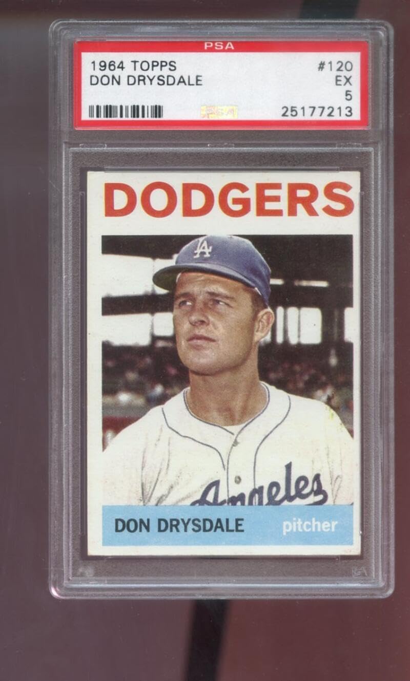 1964 Topps #120 Don Drysdale Los Angeles Dodgers PSA 5 Graded Baseball Card MLB