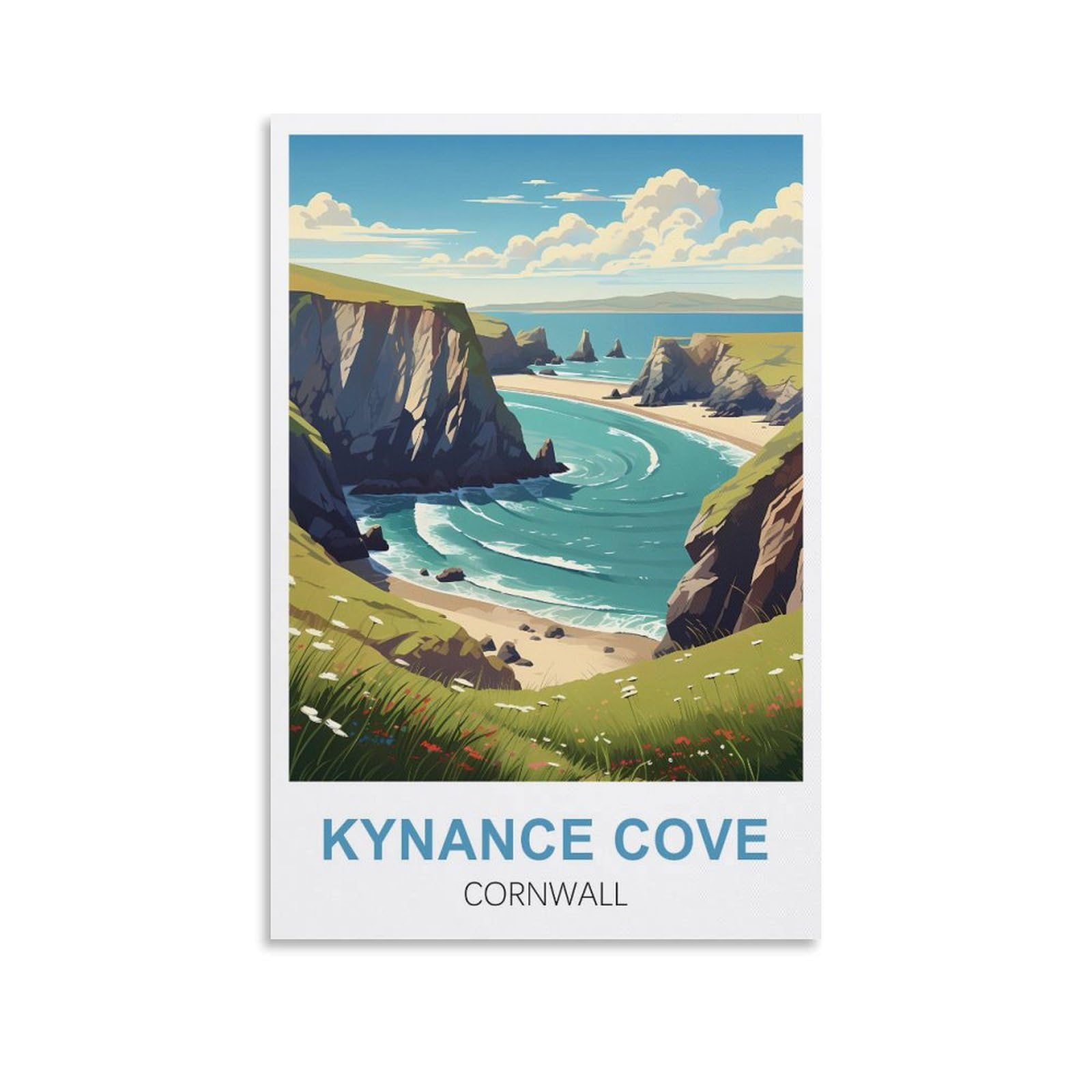 Fzyuen Unframe-Style Kynance Cove Cornwall Vintage Travel Posters 12X18inch(30X45cm) Canvas Wall Art Prints For Wall Decor Room Decor Bedroom Decor