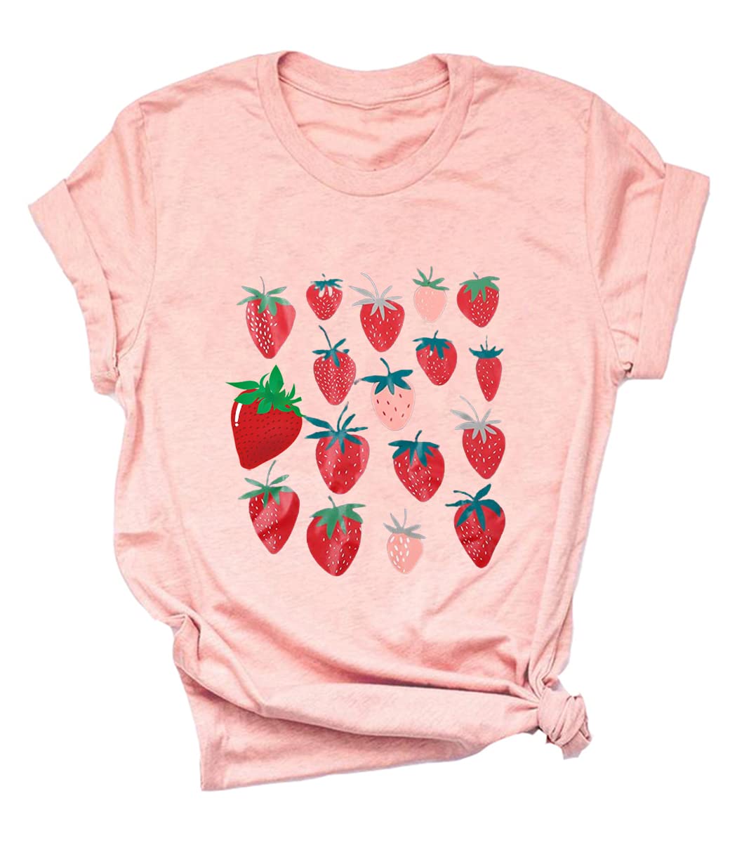 YkomowStrawberry Tshirt Womens Cute Fruit Tshirt Feeling Berry Good Graphic Tees